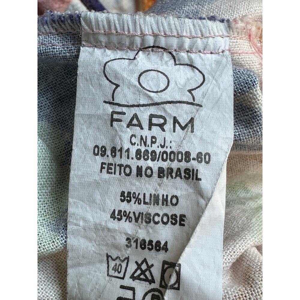 FARM Rio Tapestry Seashell Print Linen Blend Cutout Mini Dress Size Small - Picture 7 of 7